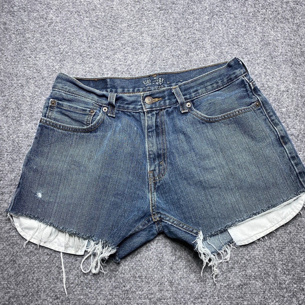Levis Cut Off Shorts Women 32 Blue Jorts Distressed Daisy Duke Booty Biker